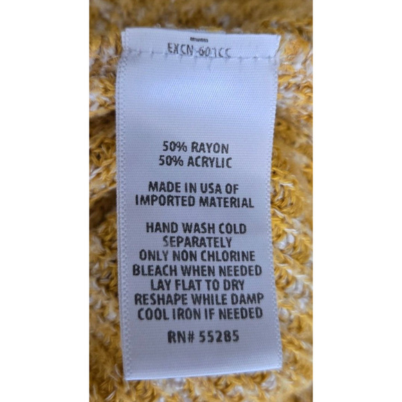 Vintage Express Sweater Small Yellow Slouchy Flare Sleeve Oversized Rib Knit Y2K - Picture 8 of 9